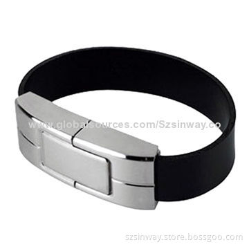 Leather Bracelet USB Flash Drive with 16GB Storage Capacity